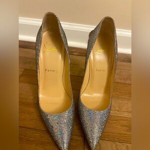 Christian Louboutin Silver Glitter Pumps